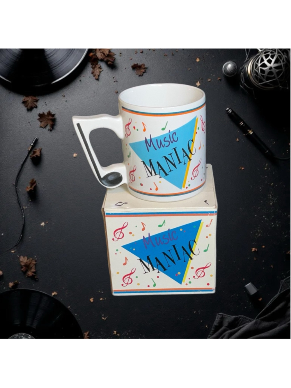 Papel Freelance Vintage New in Box Music Manic Mug Cup w Music Note Handle